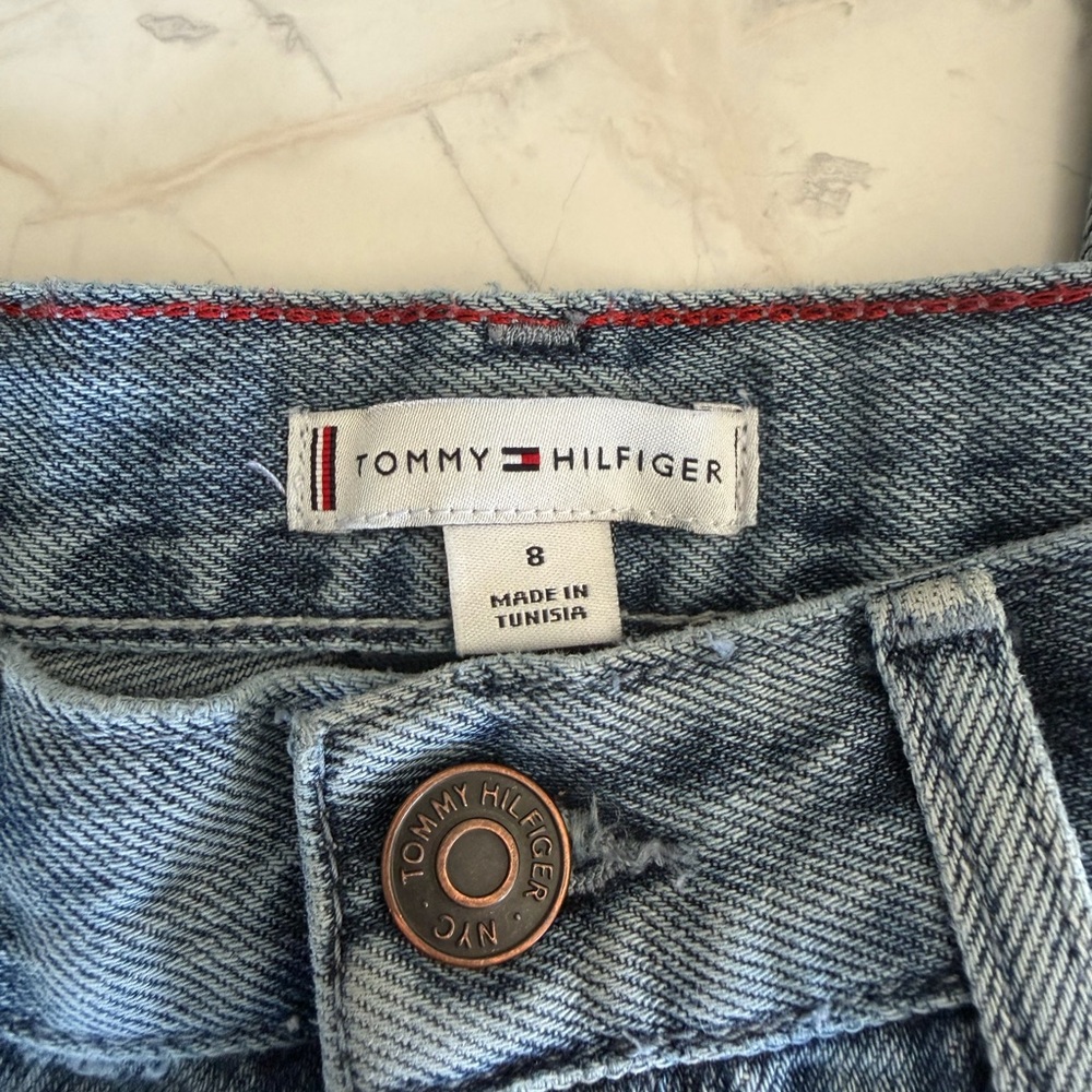 Tommy Hilfiger High Rise Wide Leg Jeans Girls Sz 8 Light Wash Denim - Picture 4 of 7